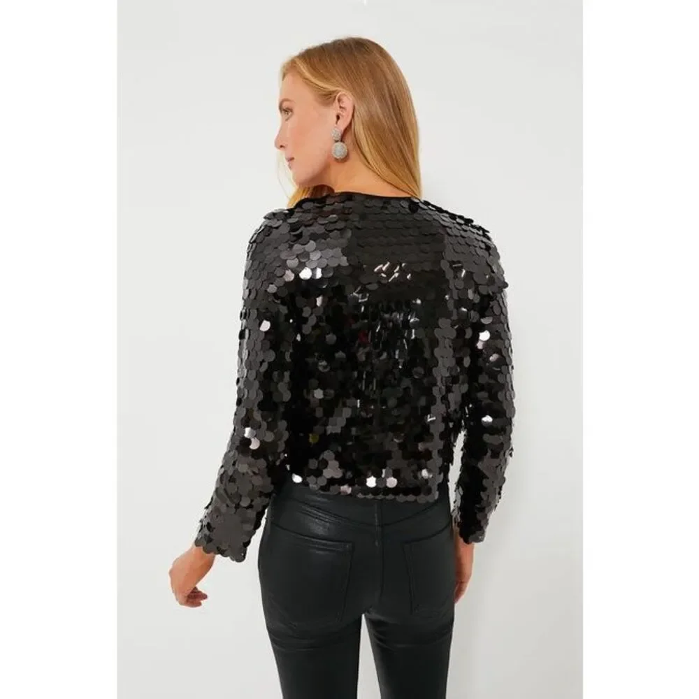 NWT Hyacinth House x Tuckernuck Black Sequined Dazzle Jacket Size Small $148 - Picture 2 of 9